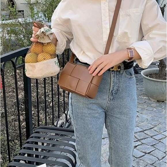 Woven Crossbody Cassette Bag Small Shoulder Bag - Picture 4 of 5